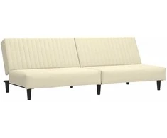 Dvivietė sofa-lova, kreminės spalvos, aksomas