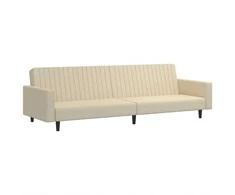 Dvivietė sofa-lova, kreminės spalvos, aksomas