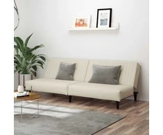 Dvivietė sofa-lova, kreminės spalvos, aksomas