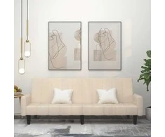 Dvivietė sofa-lova, kreminės spalvos, aksomas