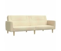 Dvivietė sofa-lova, kreminės spalvos, audinys