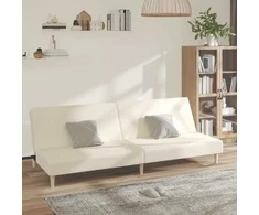 Dvivietė sofa-lova, kreminės spalvos, audinys