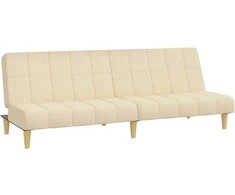 Dvivietė sofa-lova, kreminės spalvos, audinys