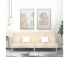 Dvivietė sofa-lova, kreminės spalvos, audinys