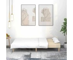 Dvivietė sofa-lova, kreminės spalvos, audinys