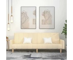 Dvivietė sofa-lova, kreminės spalvos, audinys