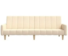 Dvivietė sofa-lova, kreminės spalvos, audinys