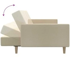 Dvivietė sofa-lova, kreminės spalvos, audinys