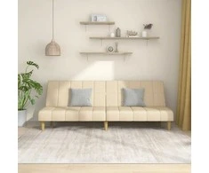 Dvivietė sofa-lova, kreminės spalvos, audinys