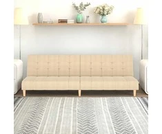 Dvivietė sofa-lova, kreminės spalvos, audinys