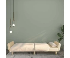 Dvivietė sofa-lova, kreminės spalvos, audinys