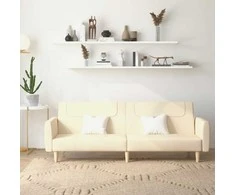 Dvivietė sofa-lova, kreminės spalvos, audinys
