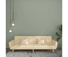 Dvivietė sofa-lova, kreminės spalvos, audinys