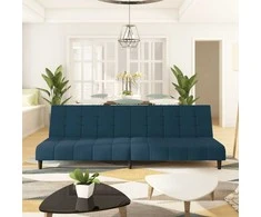 Dvivietė sofa-lova, mėlynos spalvos, aksomas