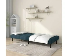Dvivietė sofa-lova, mėlynos spalvos, aksomas