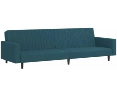 Dvivietė sofa-lova, mėlynos spalvos, aksomas