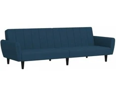 Dvivietė sofa-lova, mėlynos spalvos, aksomas