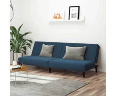 Dvivietė sofa-lova, mėlynos spalvos, aksomas