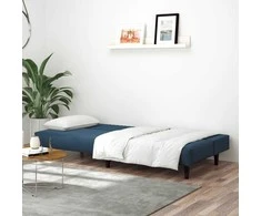 Dvivietė sofa-lova, mėlynos spalvos, aksomas