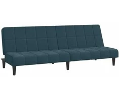 Dvivietė sofa-lova, mėlynos spalvos, aksomas