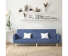 Dvivietė sofa-lova, mėlynos spalvos, audinys