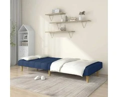 Dvivietė sofa-lova, mėlynos spalvos, audinys