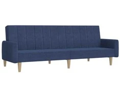 Dvivietė sofa-lova, mėlynos spalvos, audinys