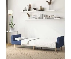 Dvivietė sofa-lova, mėlynos spalvos, audinys
