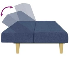 Dvivietė sofa-lova, mėlynos spalvos, audinys