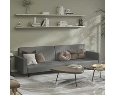 Dvivietė sofa-lova, pilkos spalvos, dirbtinė oda