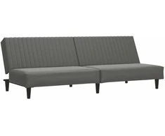 Dvivietė sofa-lova, pilkos spalvos, dirbtinė oda