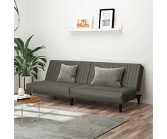 Dvivietė sofa-lova, pilkos spalvos, dirbtinė oda