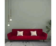 Dvivietė sofa-lova, raudonojo vyno spalvos, aksomas