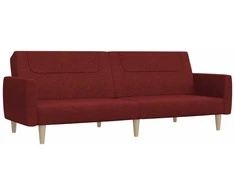 Dvivietė sofa-lova, raudonojo vyno spalvos, audinys