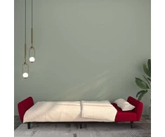 Dvivietė sofa-lova, raudonojo vyno spalvos, aksomas
