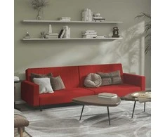 Dvivietė sofa-lova, raudonojo vyno spalvos, aksomas