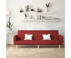 Dvivietė sofa-lova, raudonojo vyno spalvos, audinys