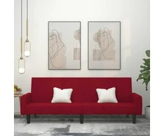 Dvivietė sofa-lova, raudonojo vyno spalvos, aksomas