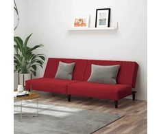 Dvivietė sofa-lova, raudonojo vyno spalvos, aksomas