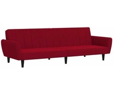 Dvivietė sofa-lova, raudonojo vyno spalvos, aksomas