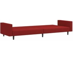 Dvivietė sofa-lova, raudonojo vyno spalvos, aksomas