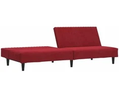 Dvivietė sofa-lova, raudonojo vyno spalvos, aksomas