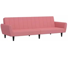 Dvivietė sofa-lova, rožinės spalvos, aksomas