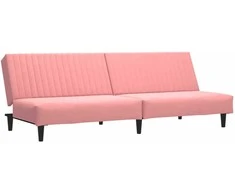 Dvivietė sofa-lova, rožinės spalvos, aksomas
