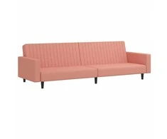 Dvivietė sofa-lova, rožinės spalvos, aksomas