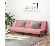 Dvivietė sofa-lova, rožinės spalvos, aksomas