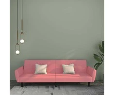 Dvivietė sofa-lova, rožinės spalvos, aksomas