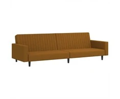 Dvivietė sofa-lova, rudos spalvos, aksomas