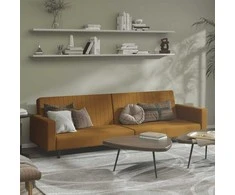 Dvivietė sofa-lova, rudos spalvos, aksomas