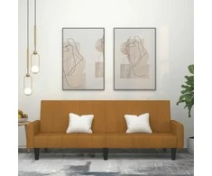 Dvivietė sofa-lova, rudos spalvos, aksomas